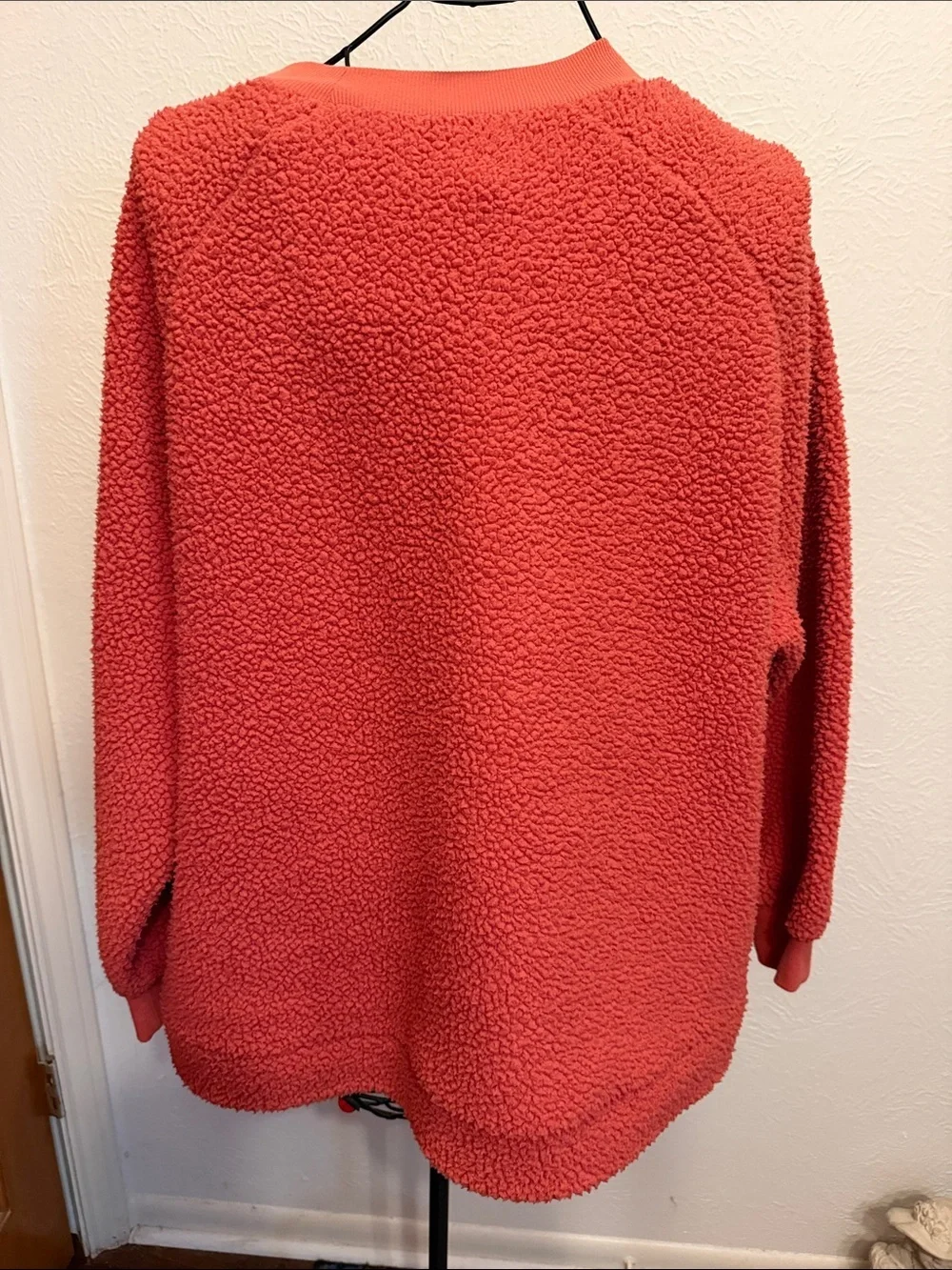 Cozy Coral Sherpa Sweater - Soft Fleece Pullover